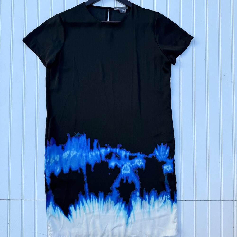 Vince Black Dress with Blue Accents Size 6 - Picture 2 of 7